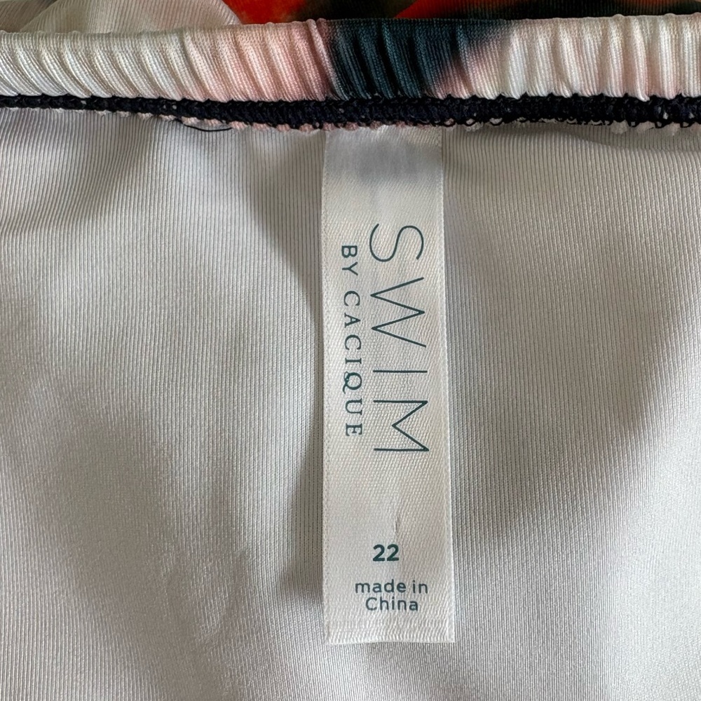 Cacique Lane Bryant Abstract Tankini Top & Swim Skirt size 22 peek-a-boo sexy - Picture 2 of 16